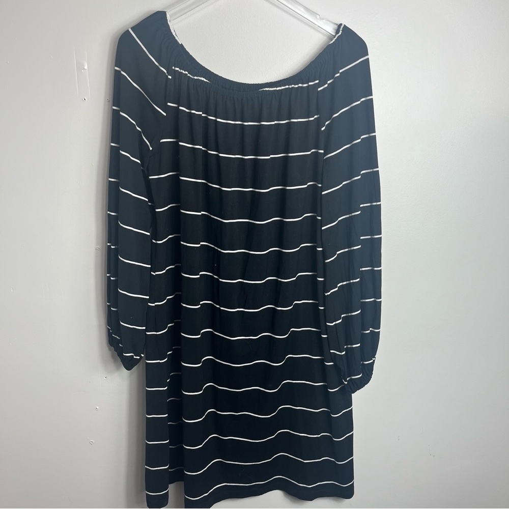 Marimekko Black and White Striped Midi Dress